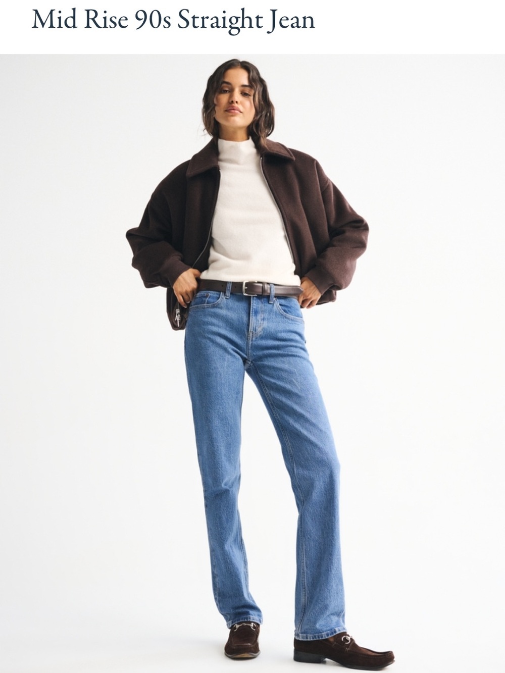 Abercrombie Mid Rise 90s Straight Jean in Medium Blue NWT